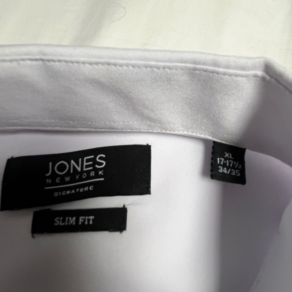 Jones  New York White 17-17 1/2, 34/35 Button Down slim fit, stretch